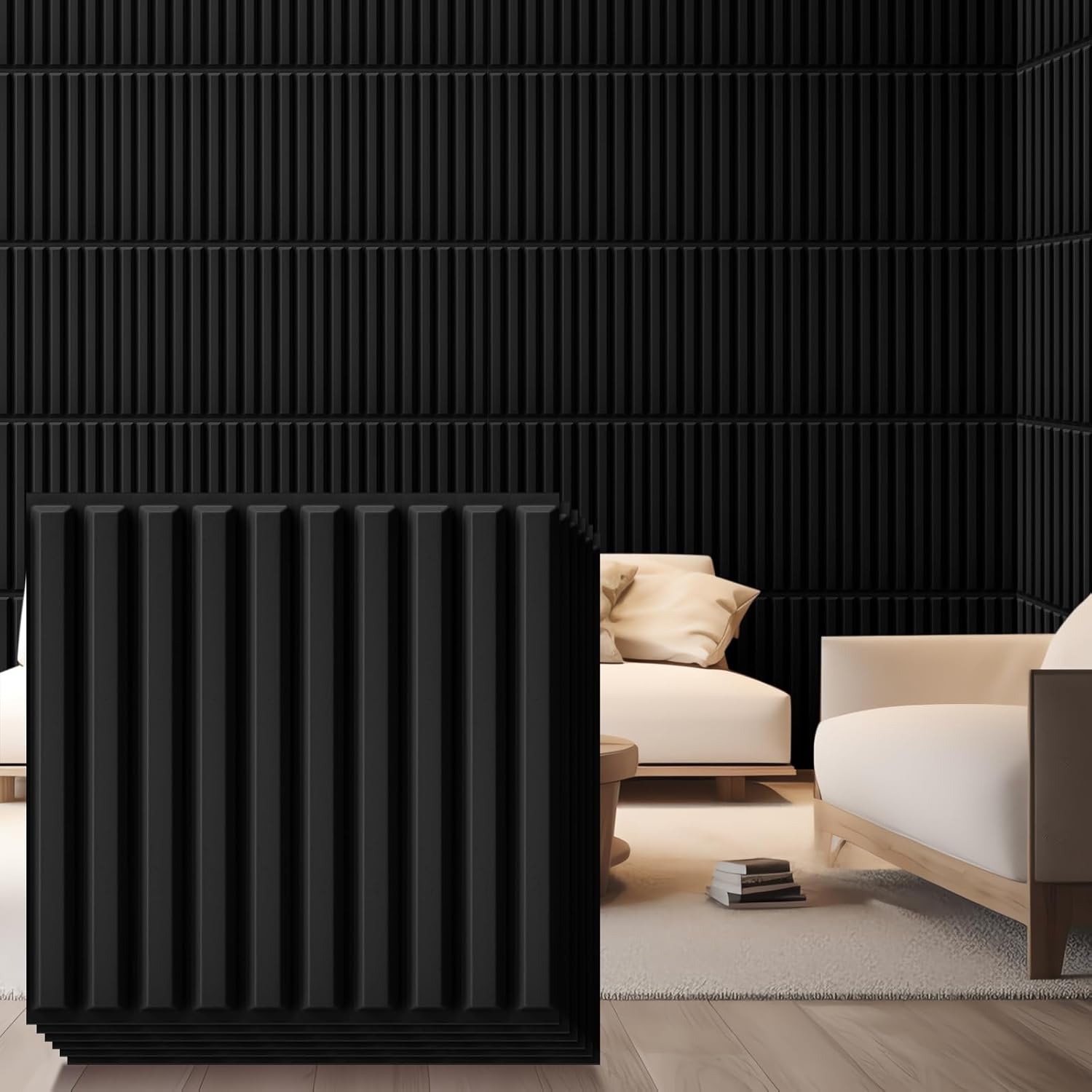 Pvc Panel Background - 32 Pcs 3D Slat Wall Panels,