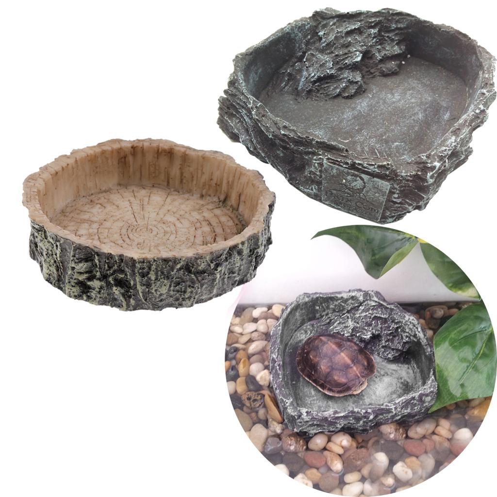 Water Dish Reptile - Resin Reptile Water Bowl Corner Dish