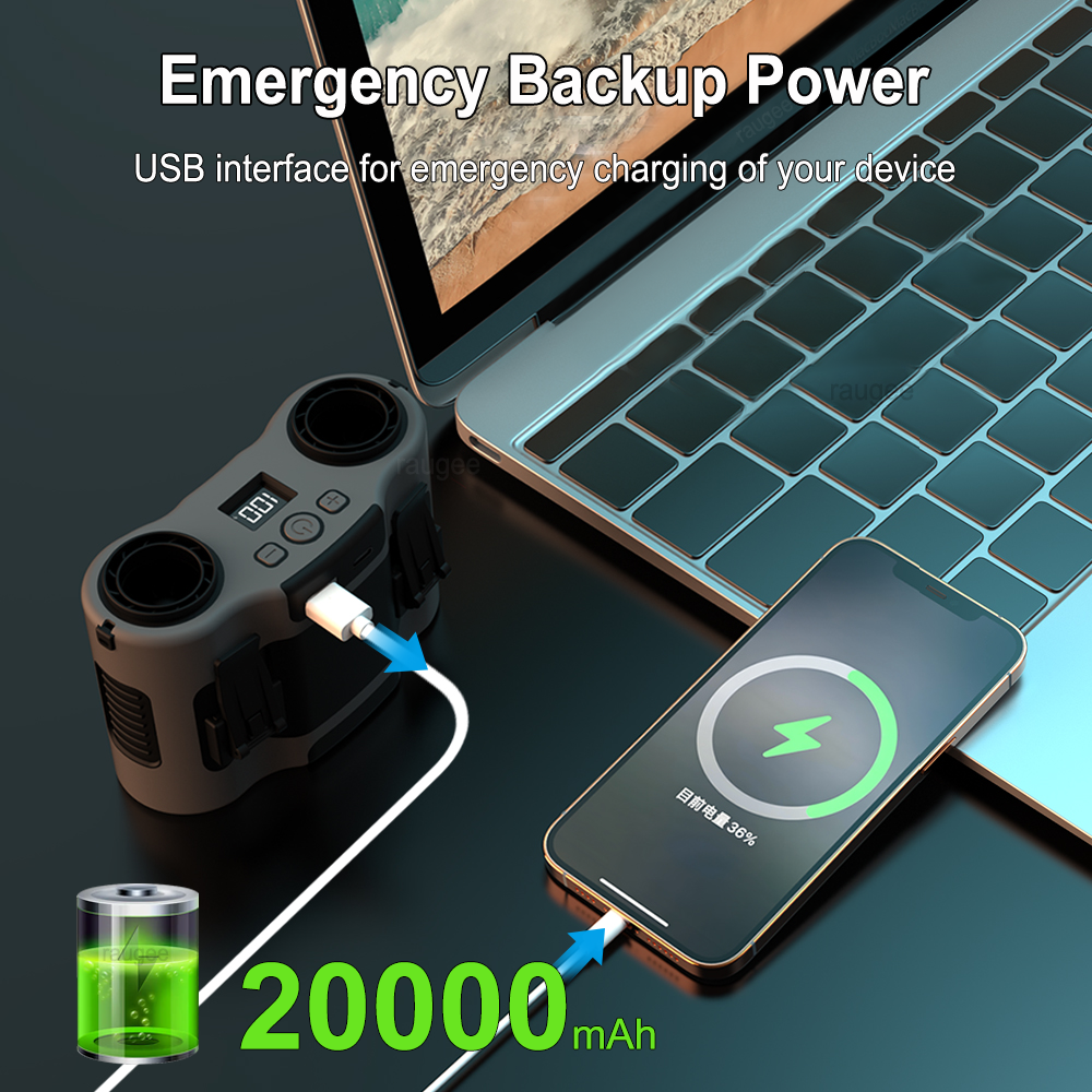 20000mAh Waist Fan Portable Ou - Timer Dual Outlet review and price